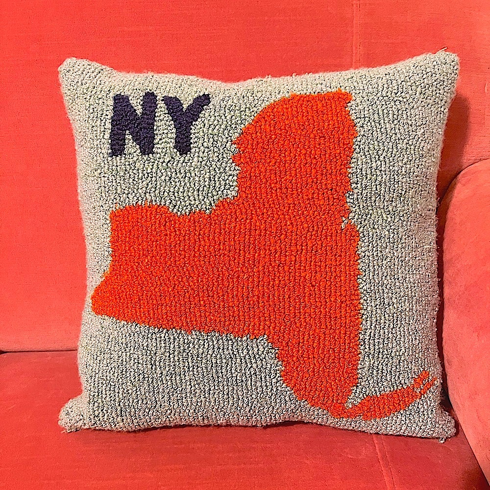 NY state mint needlepoint pillow